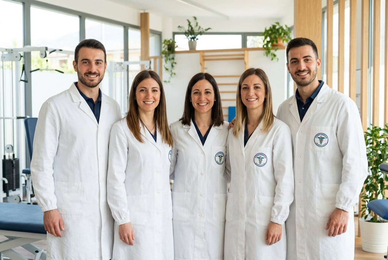 Il team FranciacortaMED durante una sessione riabilitativa